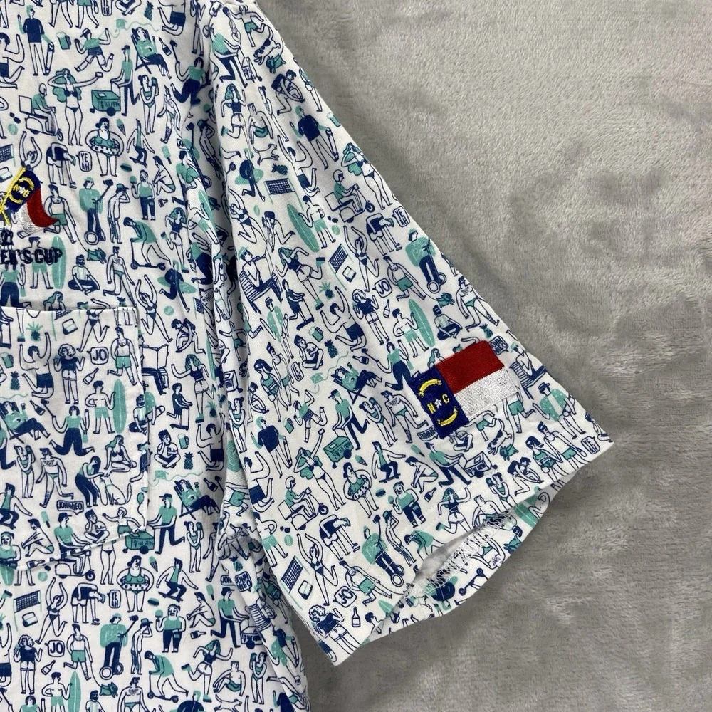 Johnnie-O Shirt men's Medium Polo Golf Pullover Beach Beer Surf Skater AOP Print